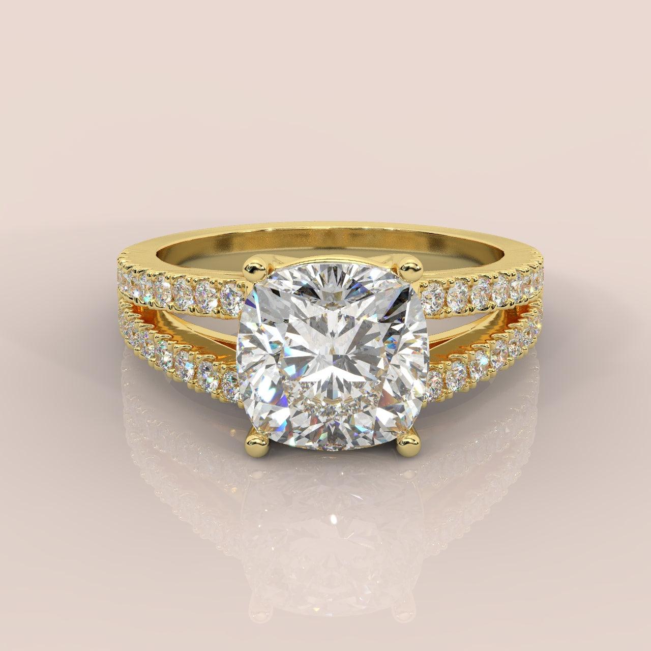 IGI Certified Cushion Diamond Split Shank Engagement Ring Platinum 1.50Ct - 2.50Ct E/VS - Image 5