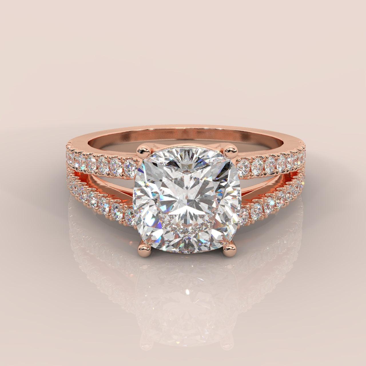 IGI Certified Cushion Diamond Split Shank Engagement Ring Platinum 1.50Ct - 2.50Ct E/VS - Image 6
