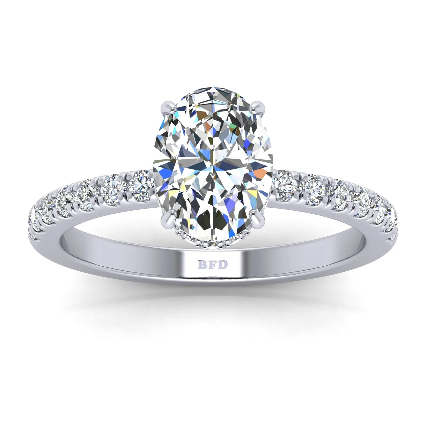 IGI Certified E/VS Oval With Side Diamond Hidden Halo Engagement Ring In Platinum (1.50ct-2.50ct) - Image 6