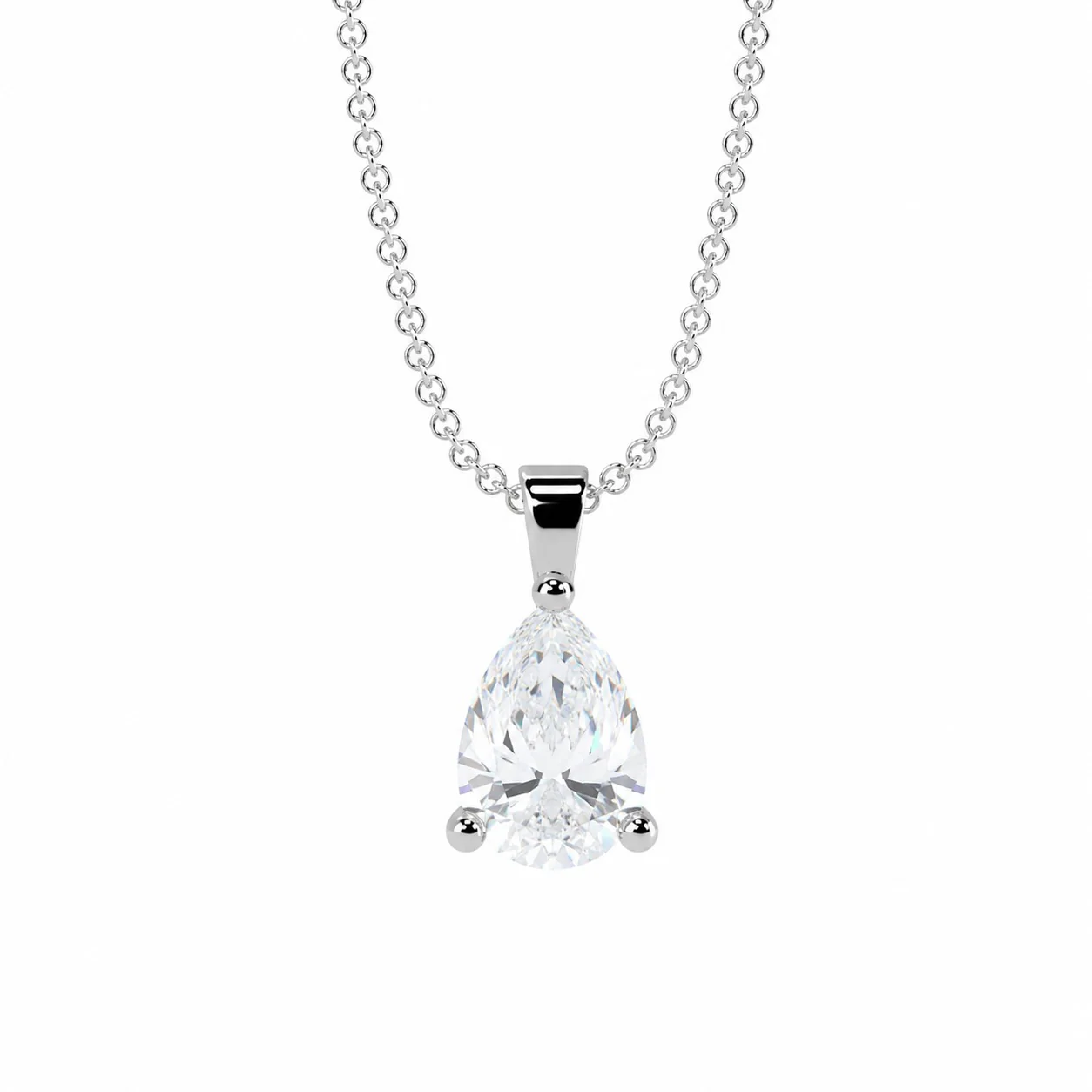 IGI Certified Pear Diamond Solitaire Pendant in White Gold (1.00–5.00 Carat) - Image 3