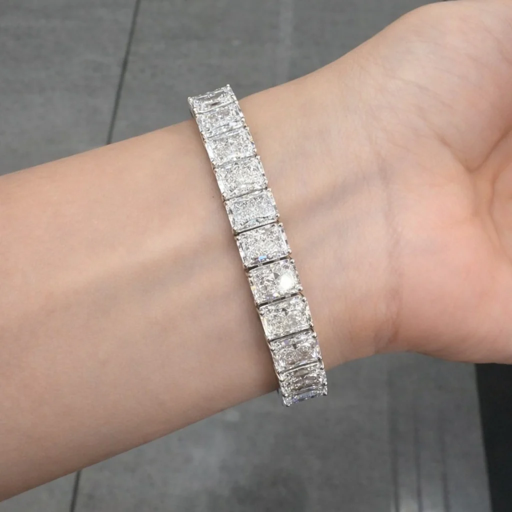 IGI Certified D/VS 51.94Ct Radiant Cut Lab Diamond Bracelet In Platinum 7.5in - Image 7