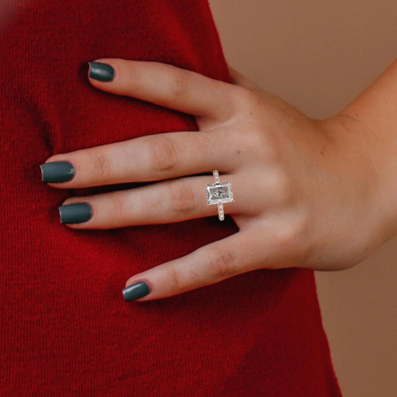 IGI Certified Radiant Diamond Hidden Halo Engagement Ring Platinum 1.00Ct - 7.00Ct - Image 4