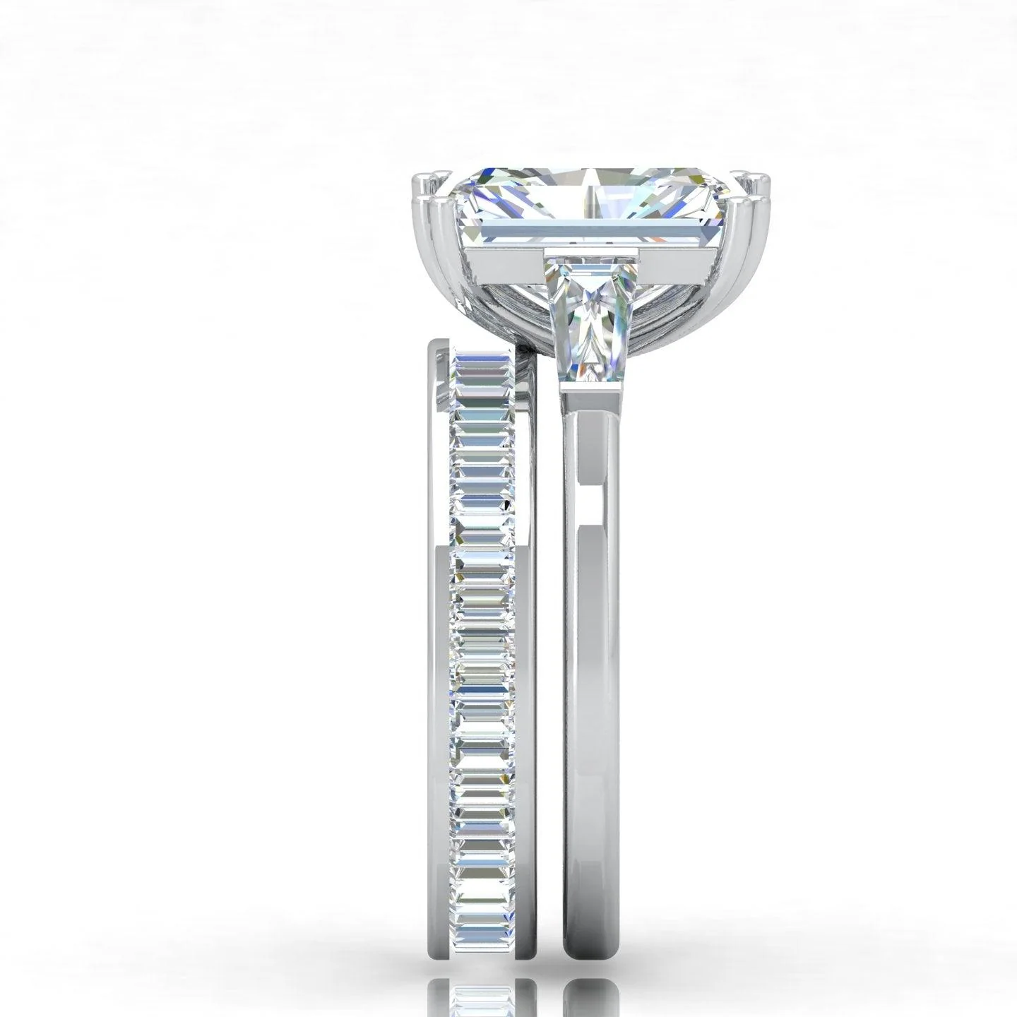 IGI Certified Radiant & Diamond Trilogy Ring with Band Platinum 6.50Ct - Image 10