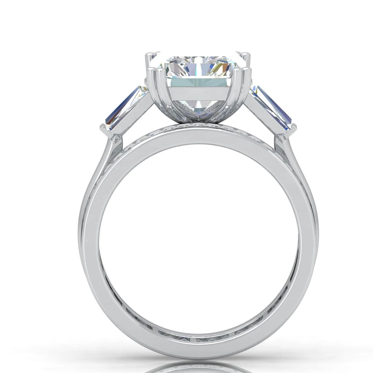 IGI Certified Radiant & Diamond Trilogy Ring with Band Platinum 6.50Ct - Image 8
