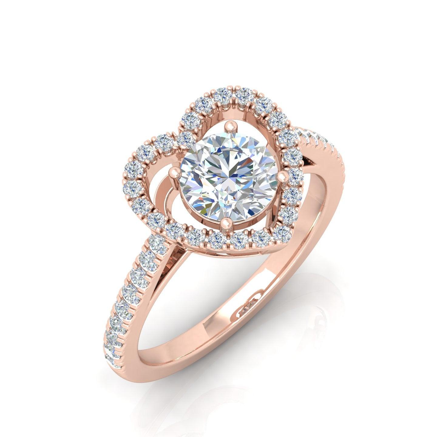 IGI Certified Round Diamond Heart Shape Halo Engagement Ring - Image 4