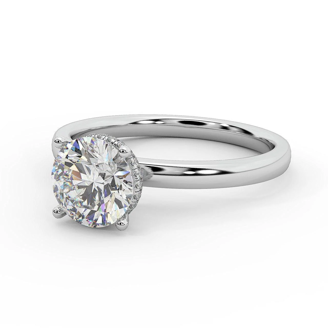 IGI Certified D/VS1 1.30Ct Round Diamond Hidden Halo Engagement Ring in White Gold - Image 3