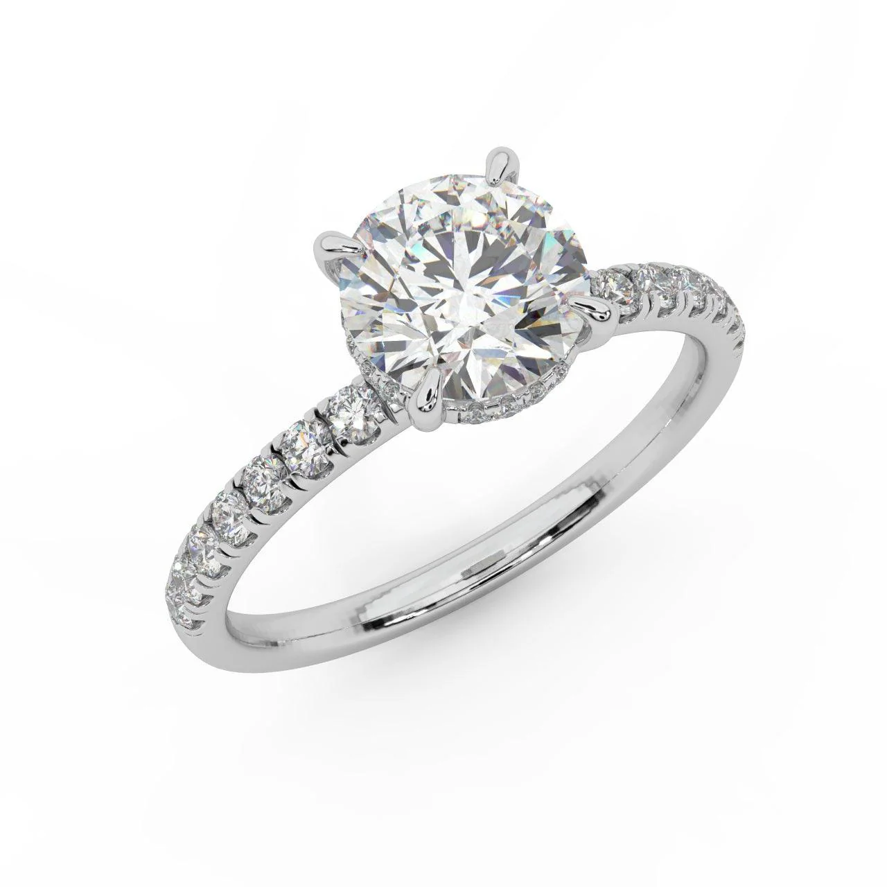 IGI Certified 1.50Ct - 2.00Ct Round Diamond Hidden Halo Engagement Ring in White Gold - Image 4