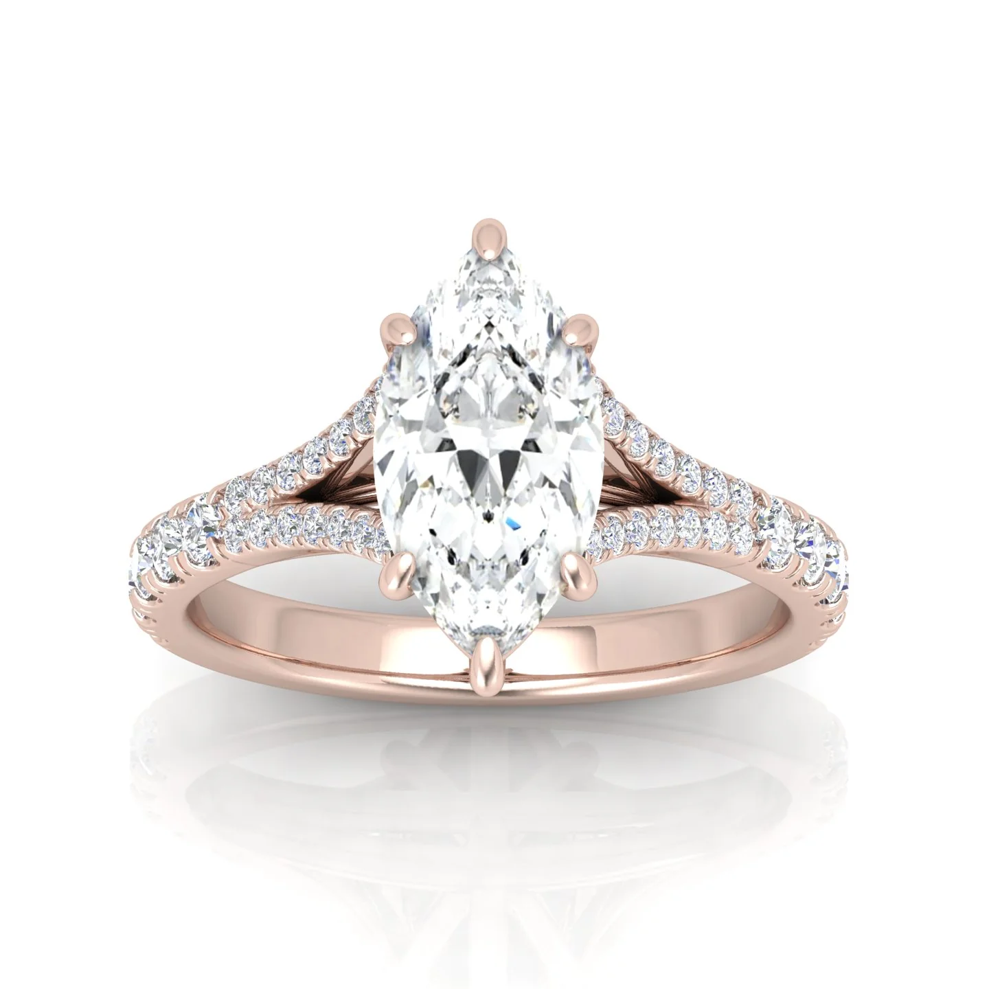 Julie Marquise Diamond Split Shank Engagement Ring - Image 10