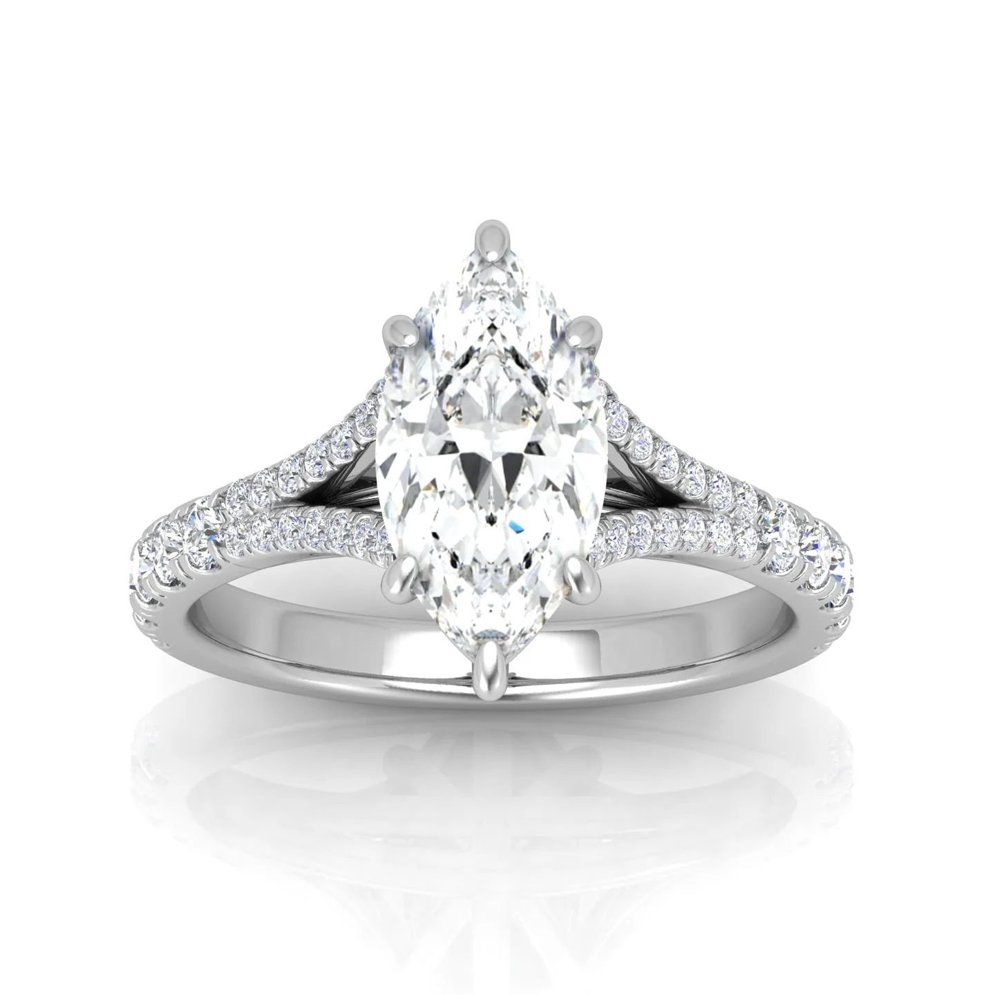 Julie Marquise Diamond Split Shank Engagement Ring - Image 11