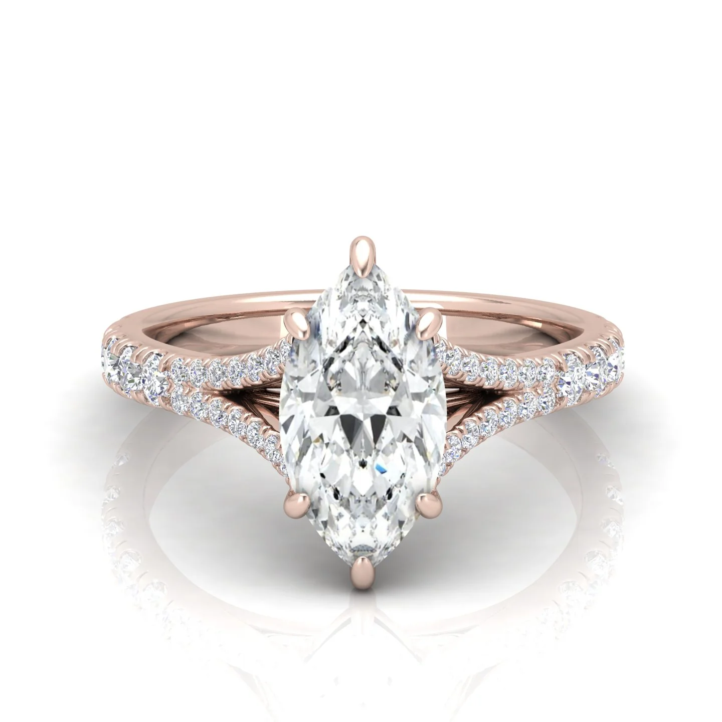 Julie Marquise Diamond Split Shank Engagement Ring - Image 12