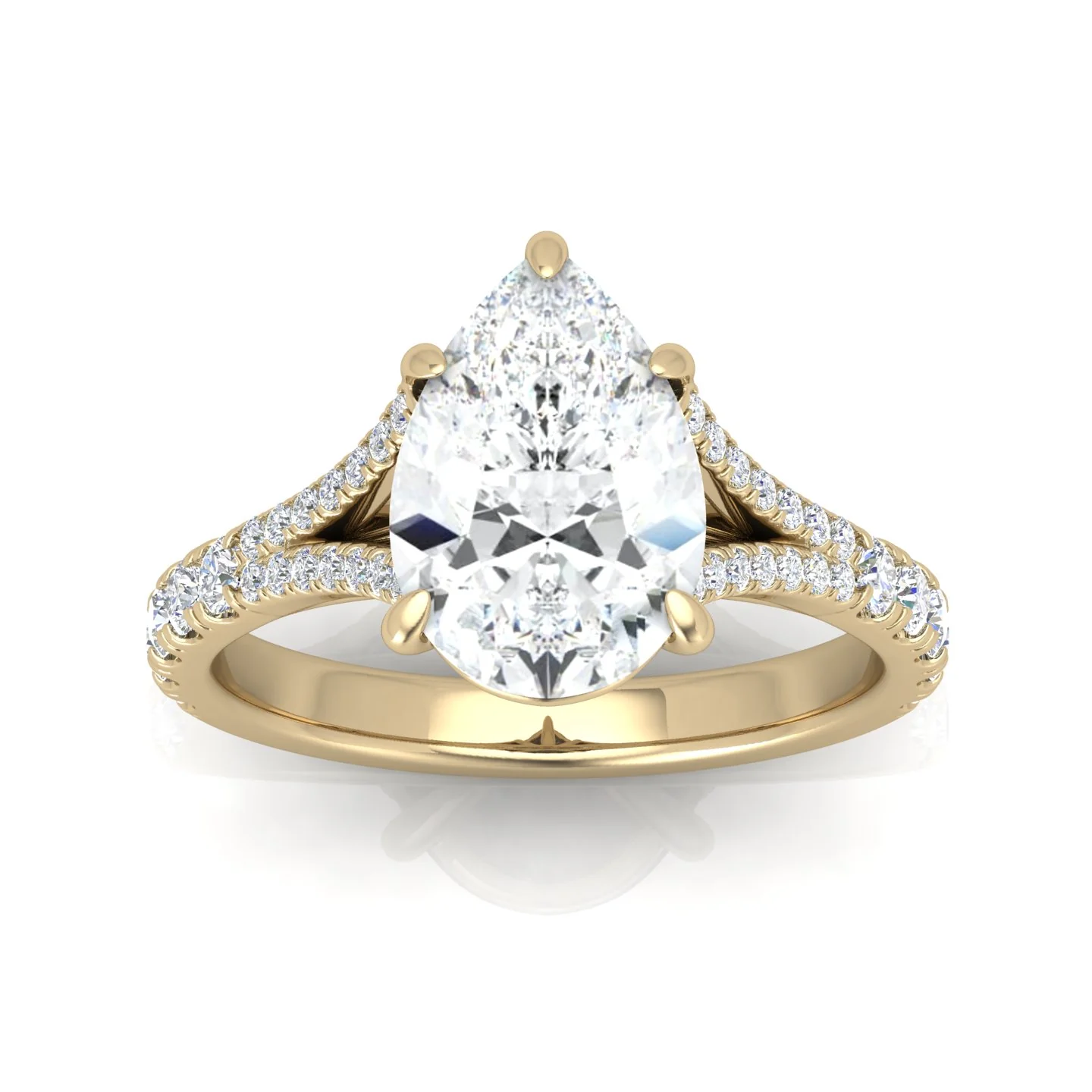 Julie Pear Diamond Split Shank Engagement Ring - Image 10