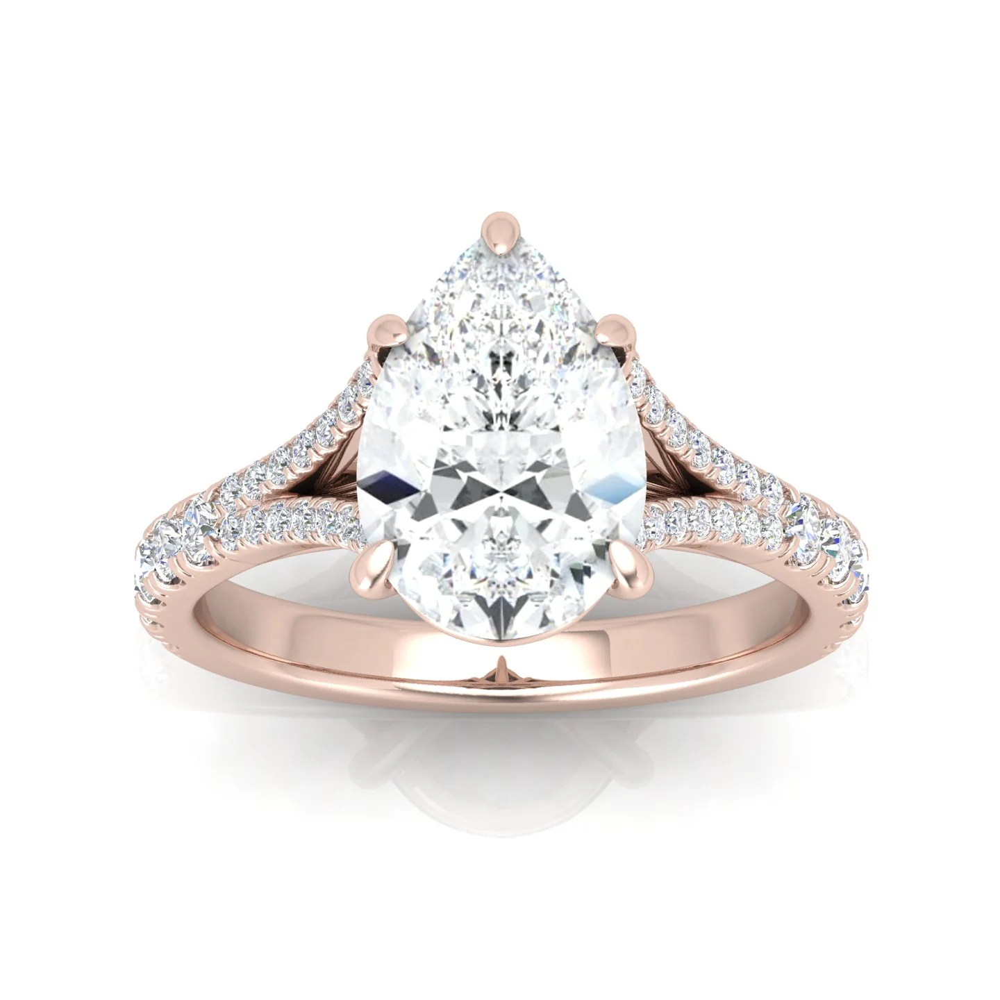Julie Pear Diamond Split Shank Engagement Ring - Image 11