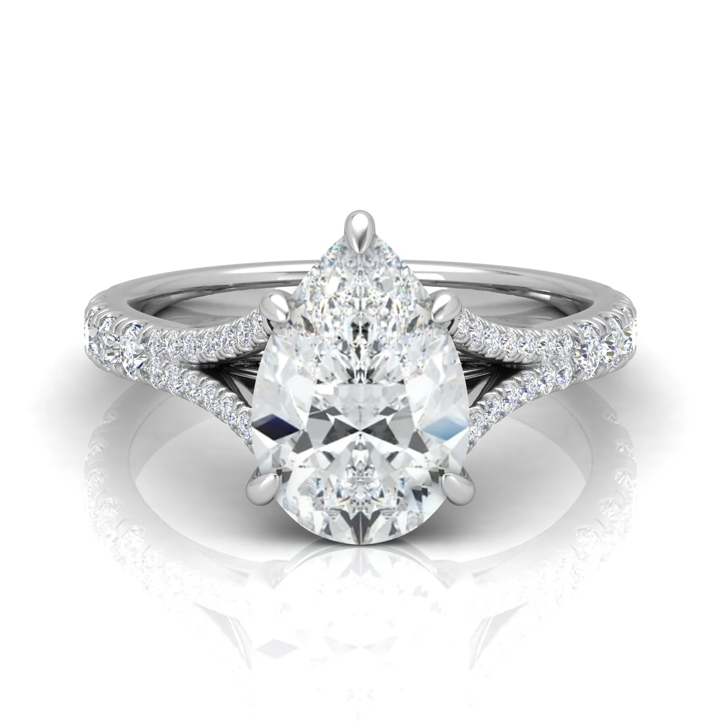 Julie Pear Diamond Split Shank Engagement Ring - Image 12
