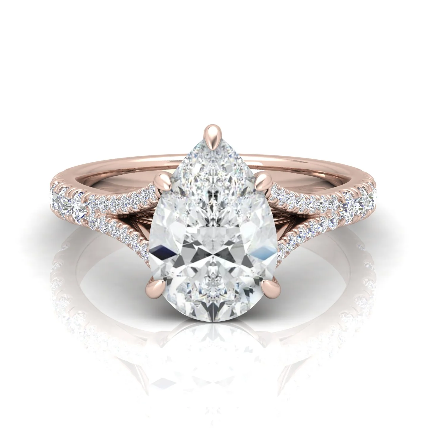 Julie Pear Diamond Split Shank Engagement Ring - Image 13