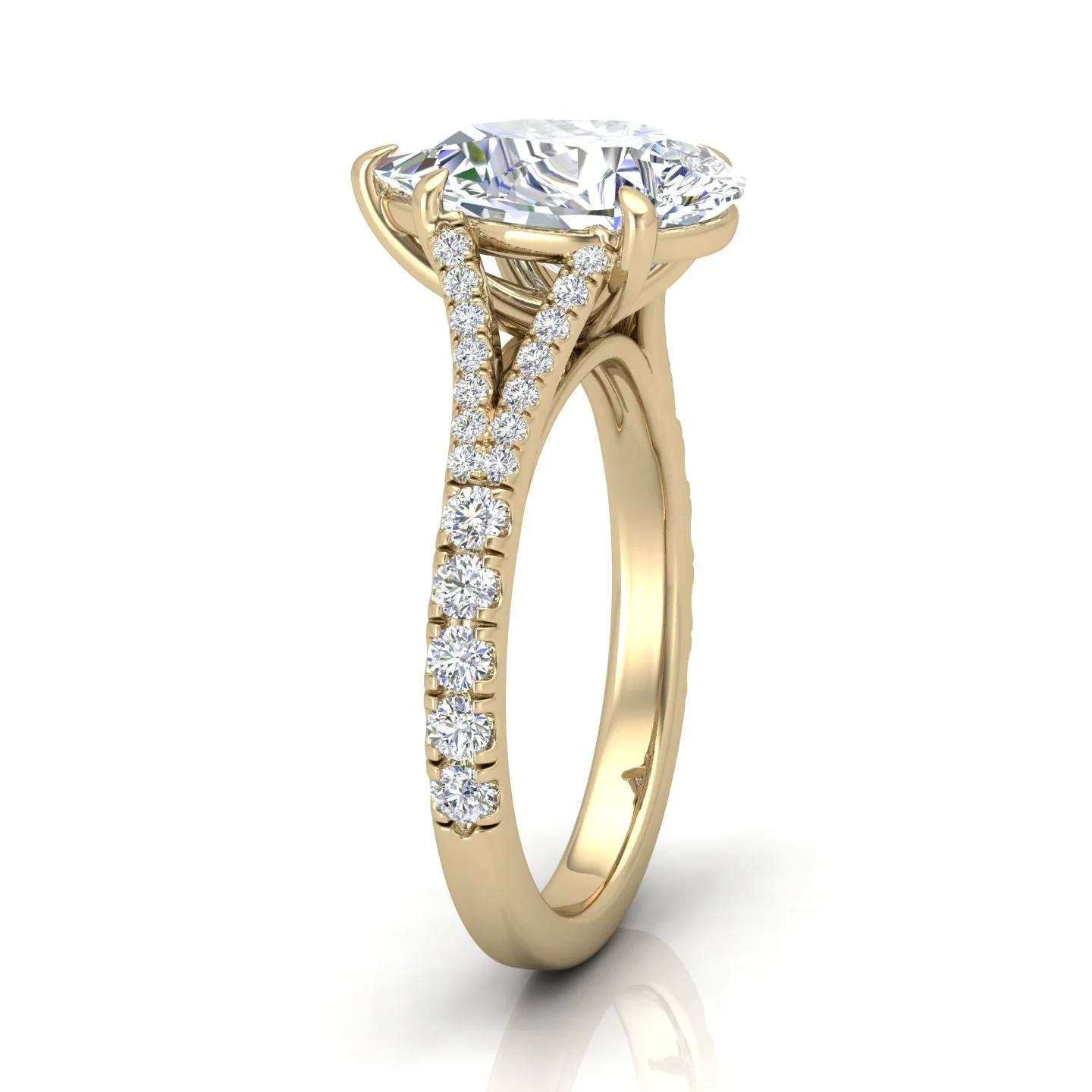 Julie Pear Diamond Split Shank Engagement Ring - Image 2