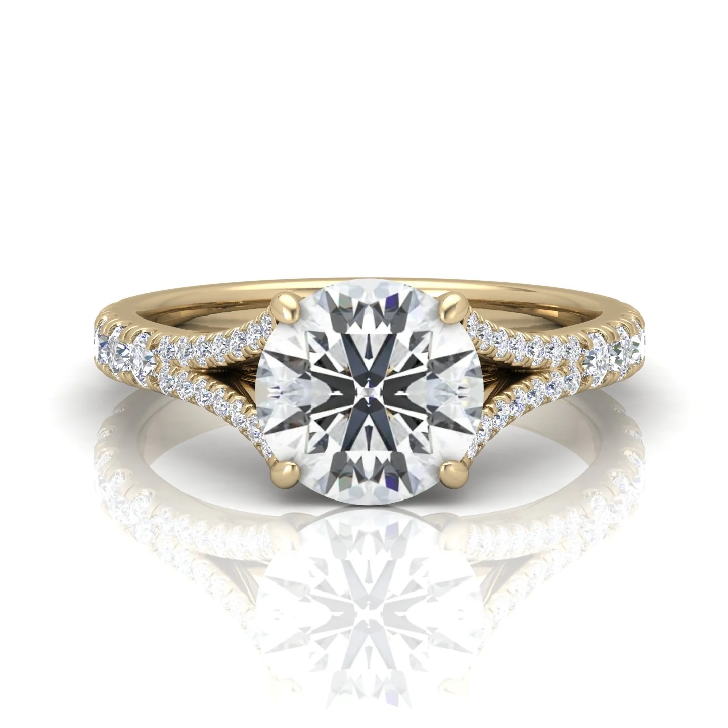 Julie Round Diamond Split Shank Engagement Ring