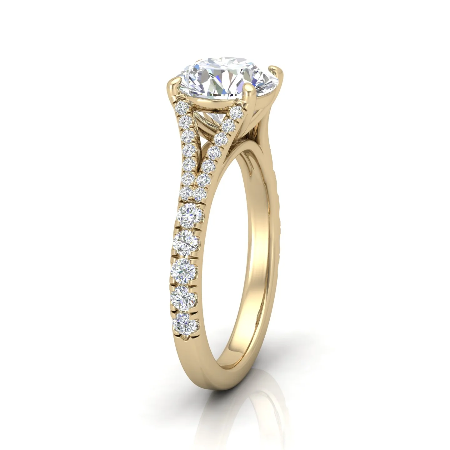 Julie Round Diamond Split Shank Engagement Ring - Image 2
