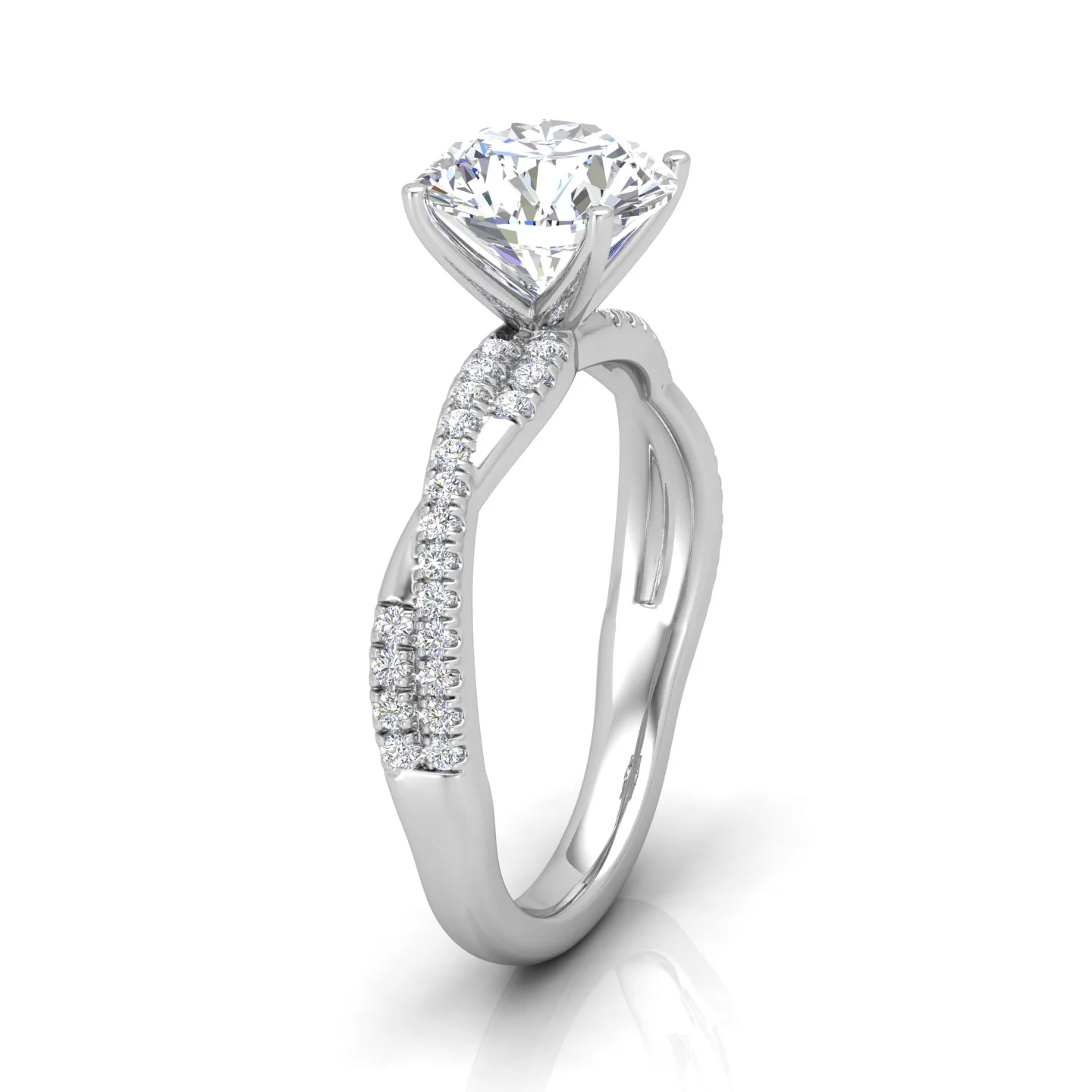 Vine Round Diamond Twisted Engagement Ring - Image 3