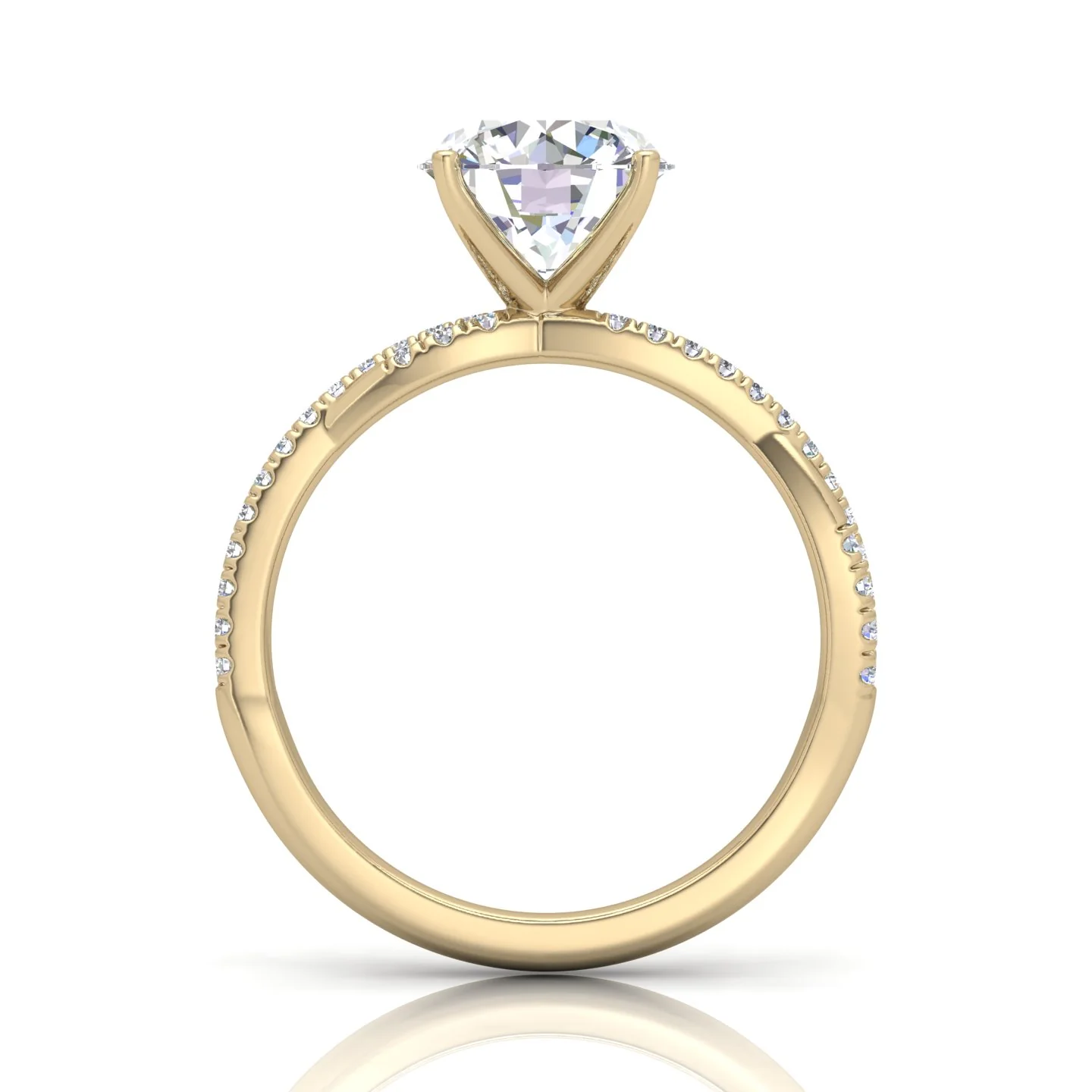 Vine Round Diamond Twisted Engagement Ring - Image 7