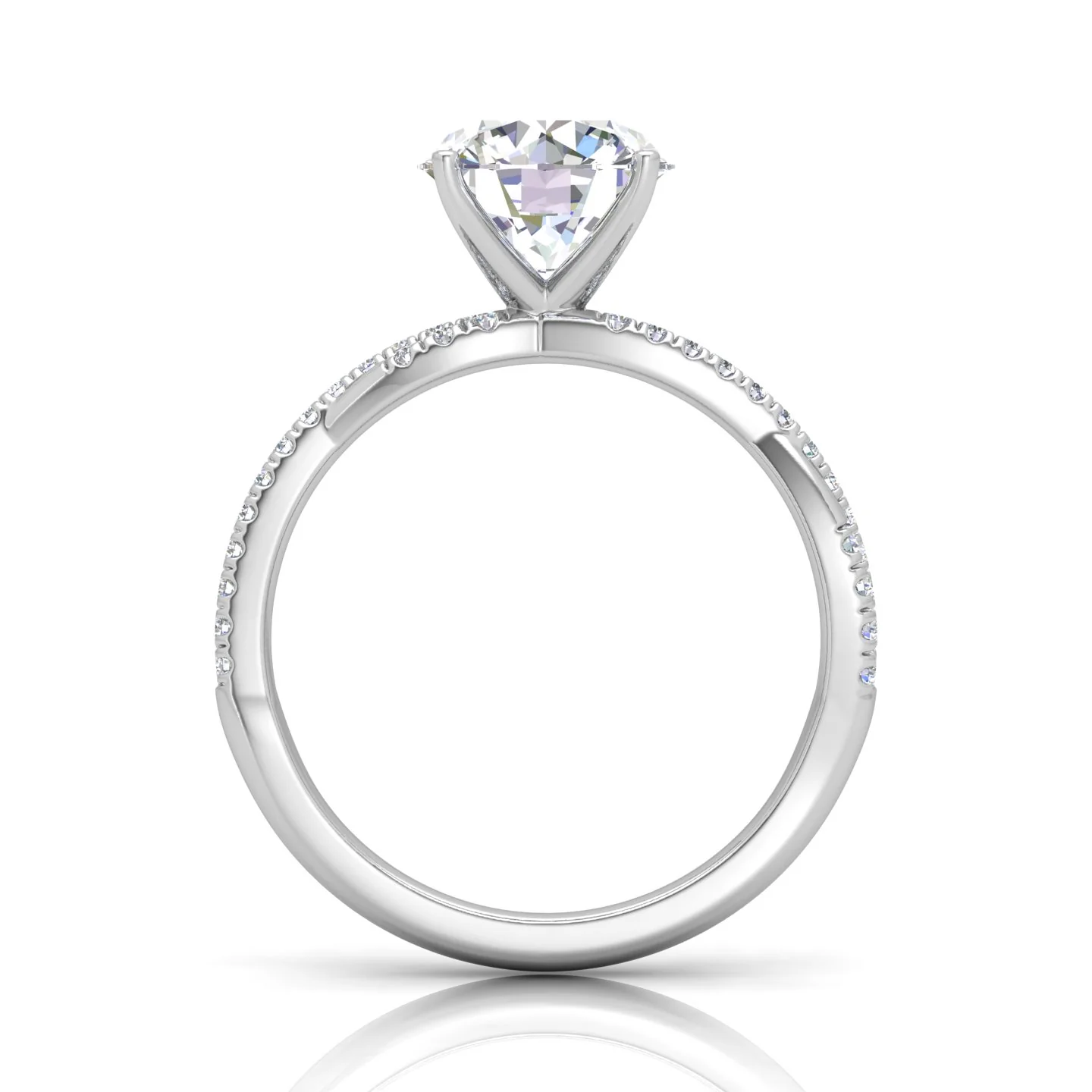 Vine Round Diamond Twisted Engagement Ring - Image 8