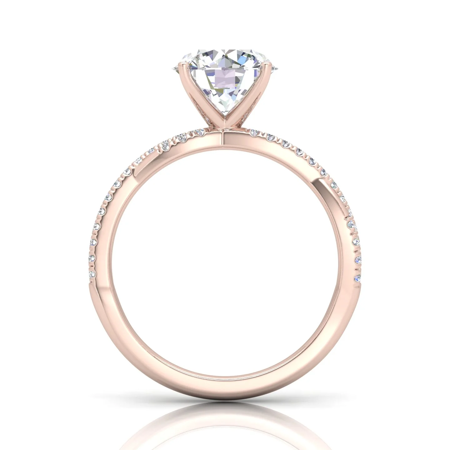 Vine Round Diamond Twisted Engagement Ring - Image 9