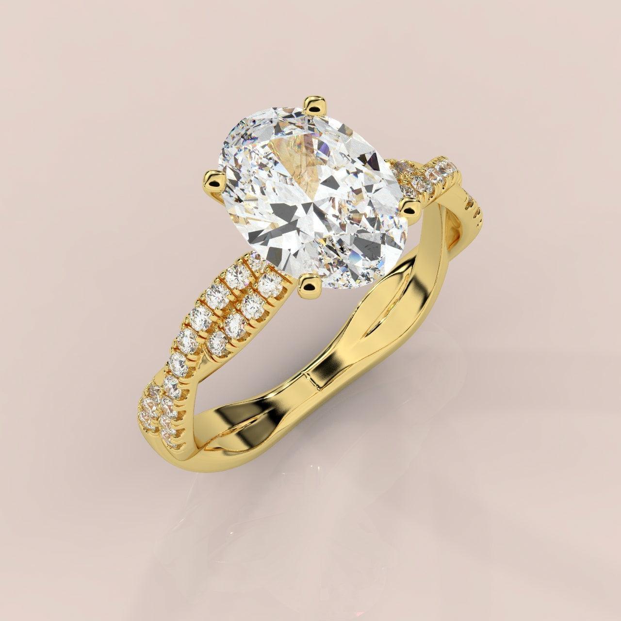 IGI Certified 2.50Ct Oval Diamond Lab Grown Petite Twisted Vine Nature Inspired Diamond Engagement Ring - Image 3