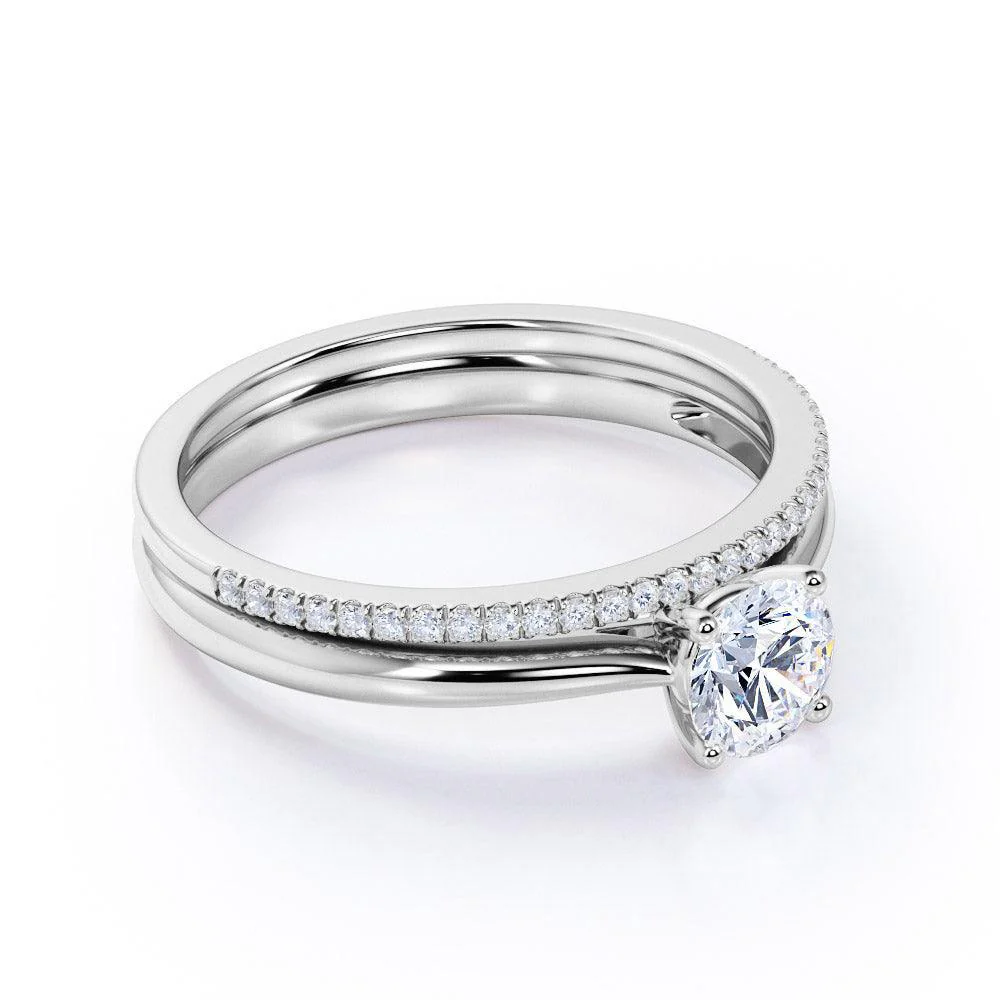 Lab Grown Diamond Bridal Set Engagement Ring for Womens - 1.00 Carat E/VS - Image 3