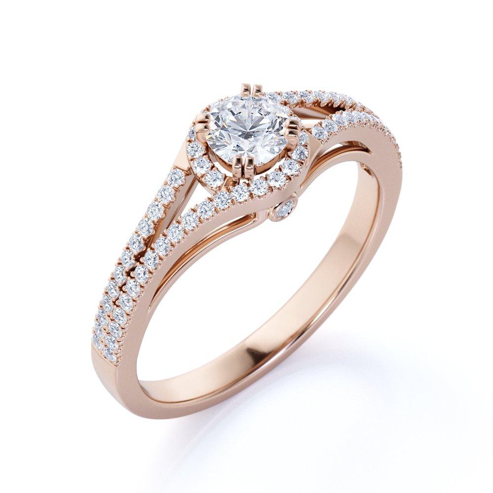 Lab Grown Diamond Split Shank Halo Engagement Ring for Womens - 1.00 Carat D/VS - Image 4
