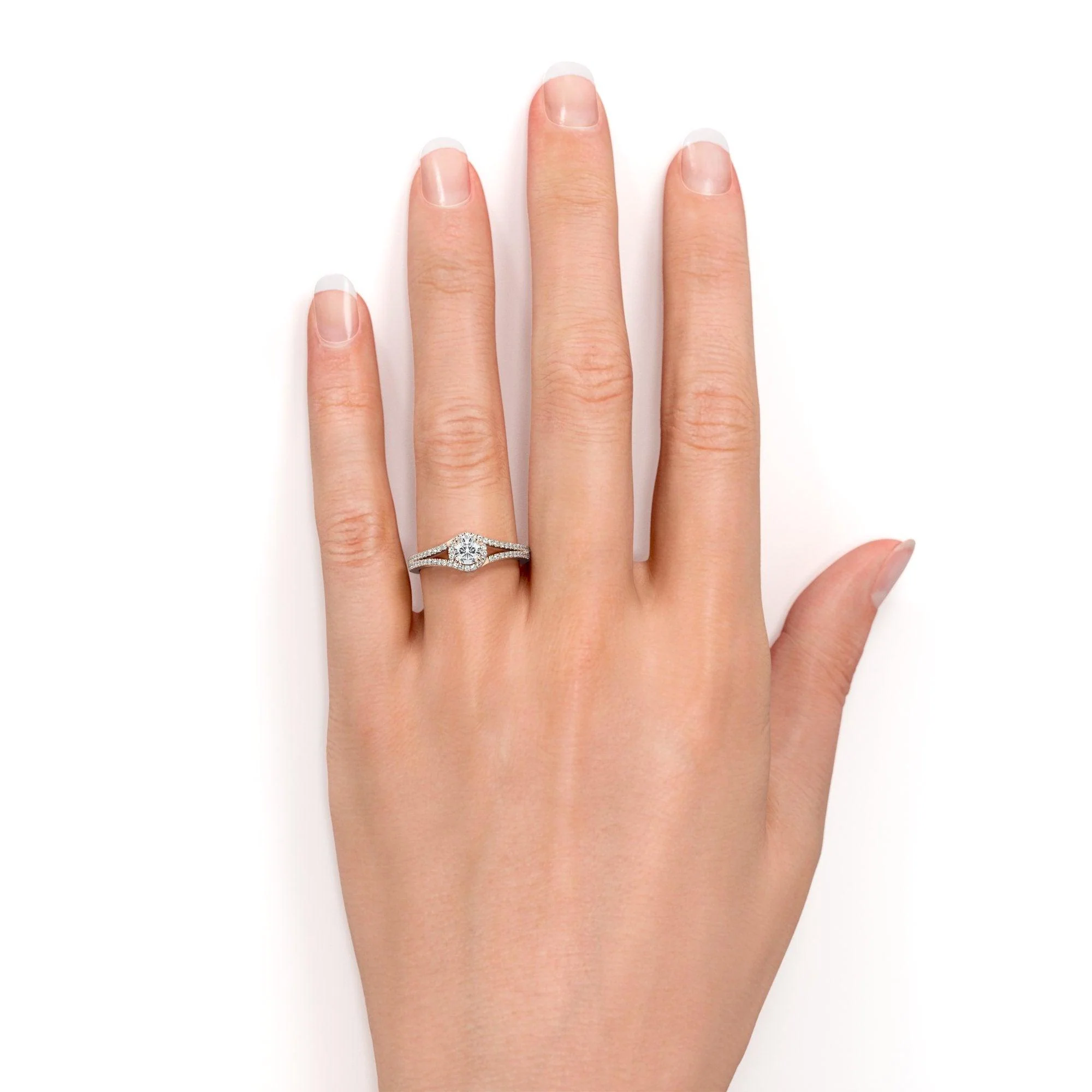 Lab Grown Diamond Split Shank Halo Engagement Ring for Womens - 1.00 Carat D/VS - Image 5