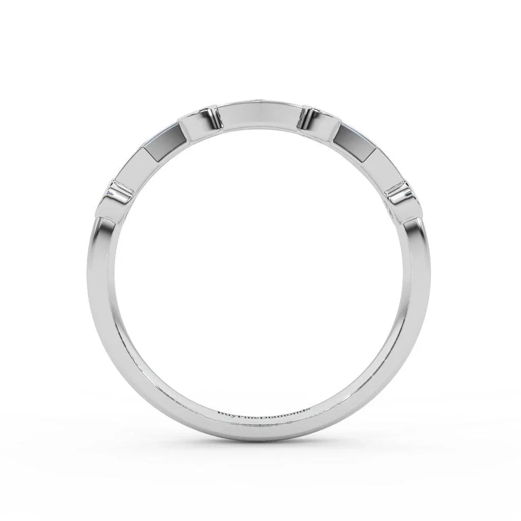 Lab Round Diamond Stacking Women's Wedding Band Ring - Image 7