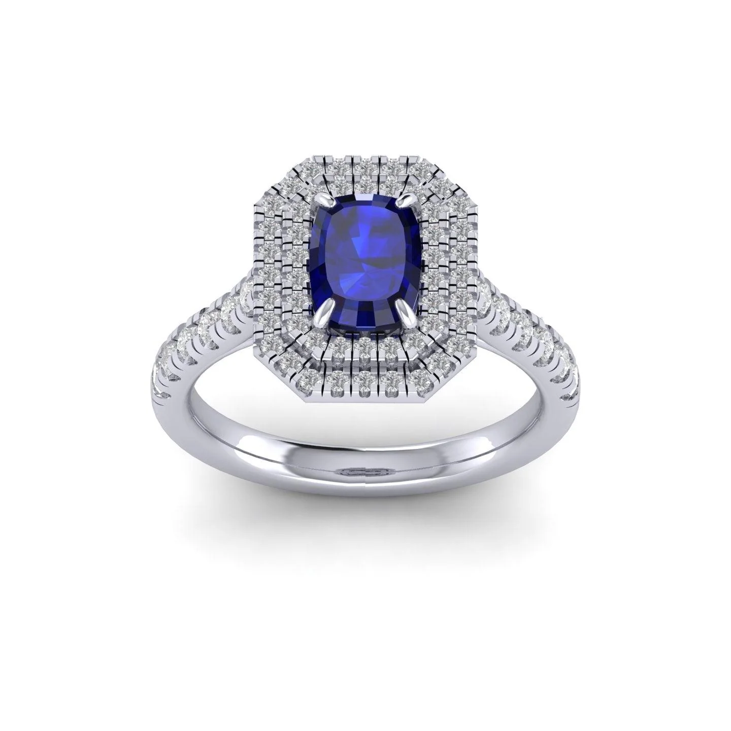 Last Piece..! 4.40Ct Tanzanite Long Cushion & Diamond Double Halo Women's Engagement Ring - Image 3