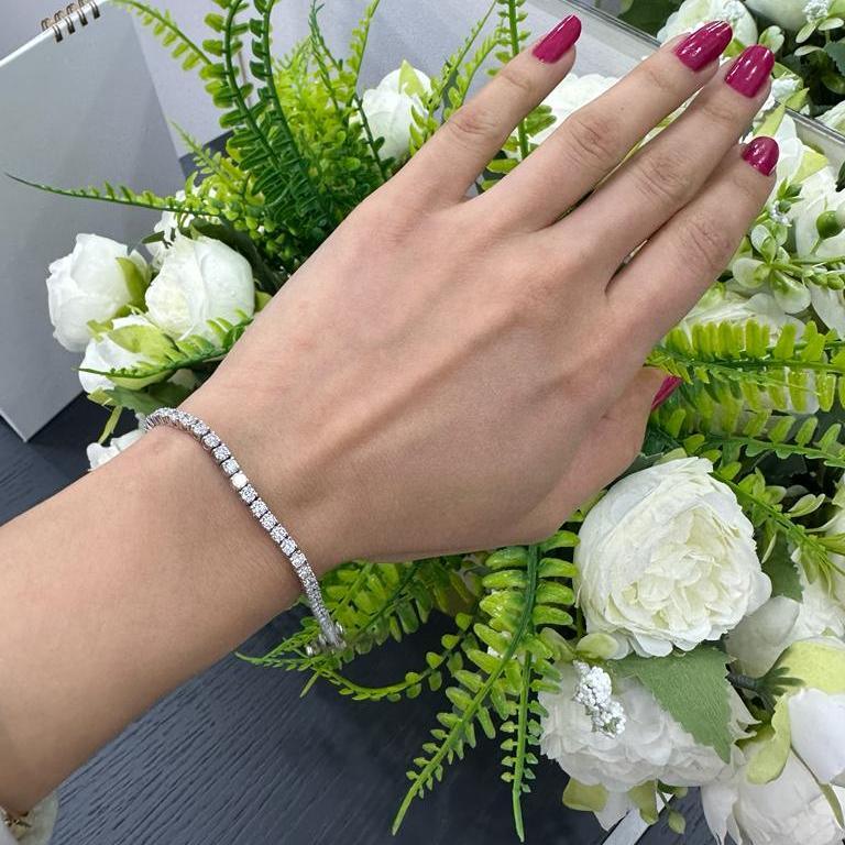 D/VVS Round Lab Diamond Tennis Bracelet Crafted in 18k White Gold 4.00Ct - 5.50Ct - Image 3