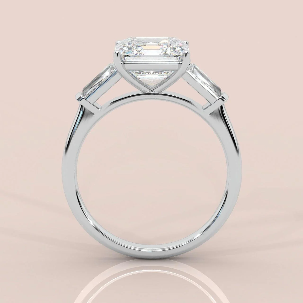 Last Piece IGI Certified 2.50Ct - 4.50Ct Asscher & Diamond Trilogy Ring Platinum - Image 6