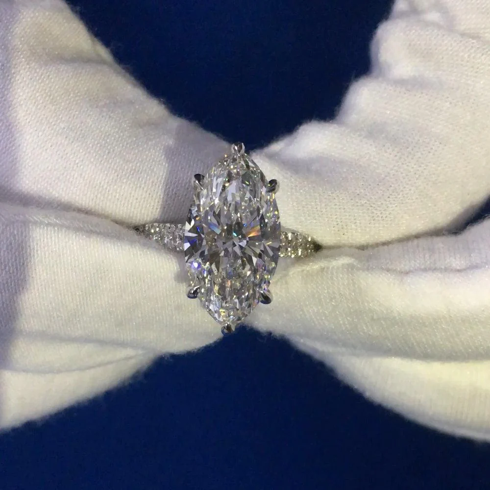 IGI Certified Huge 5.50Ct Marquise Diamond Engagement Ring Platinum - Image 3