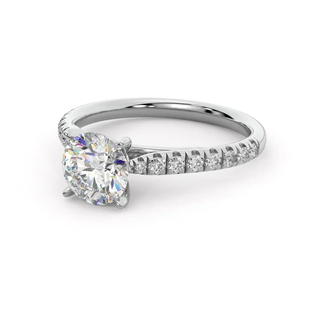 Lotus Head Round Diamond Engagement Ring - Image 6