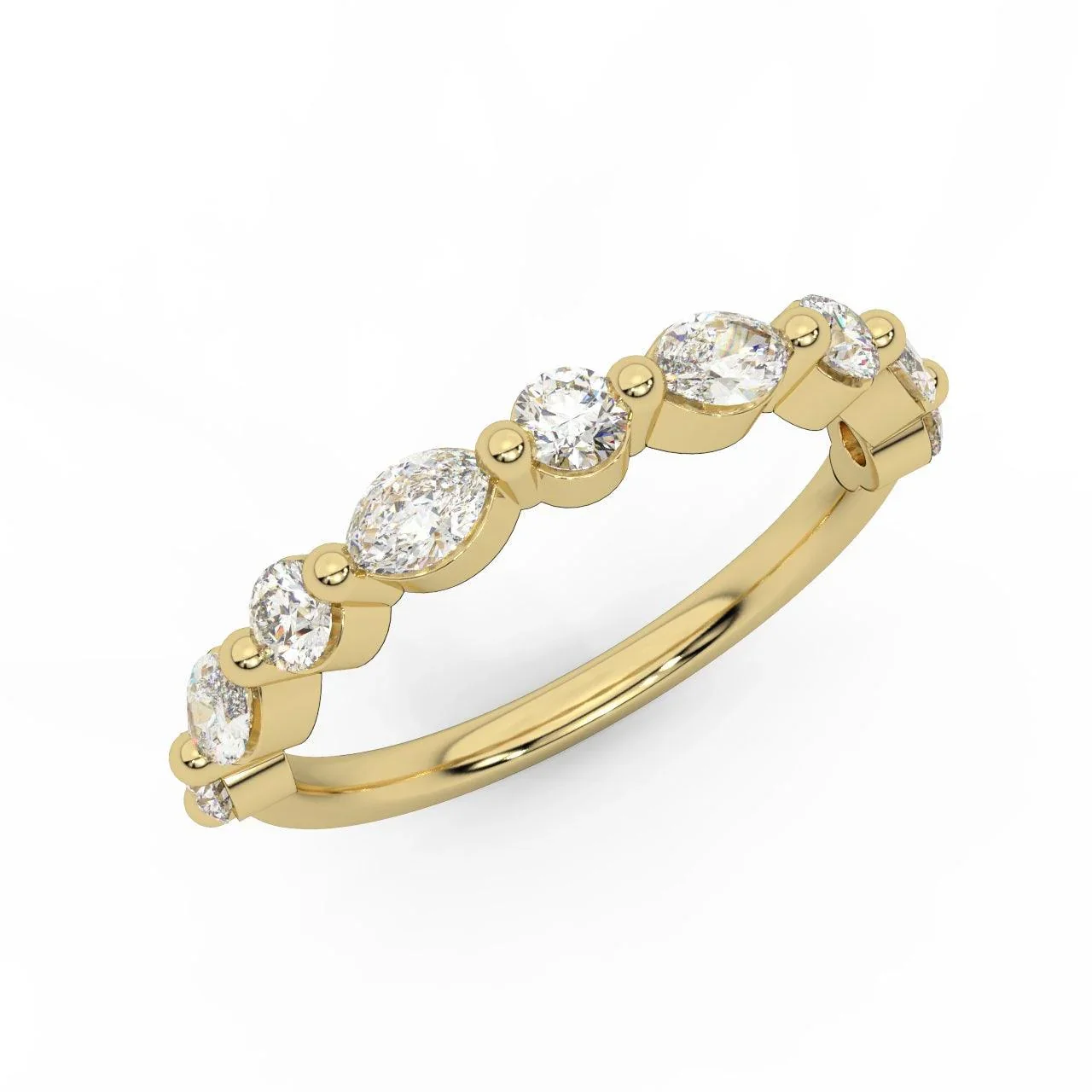 D/VS 0.50 Carat Marquise and Round Brilliant Lab Diamond Half Eternity Ring - Image 3