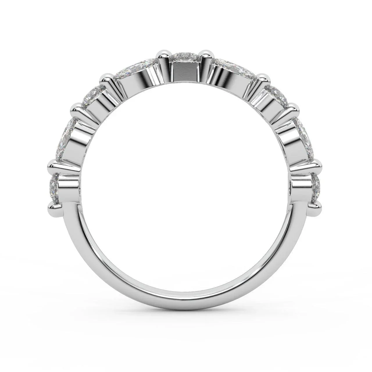 D/VS 0.50 Carat Marquise and Round Brilliant Lab Diamond Half Eternity Ring - Image 6