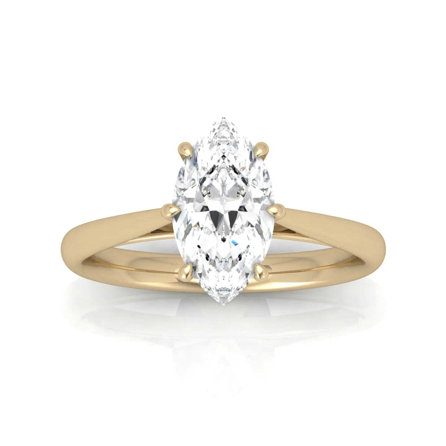 Marquise Diamond Cathedral Solitaire Ring - Image 9