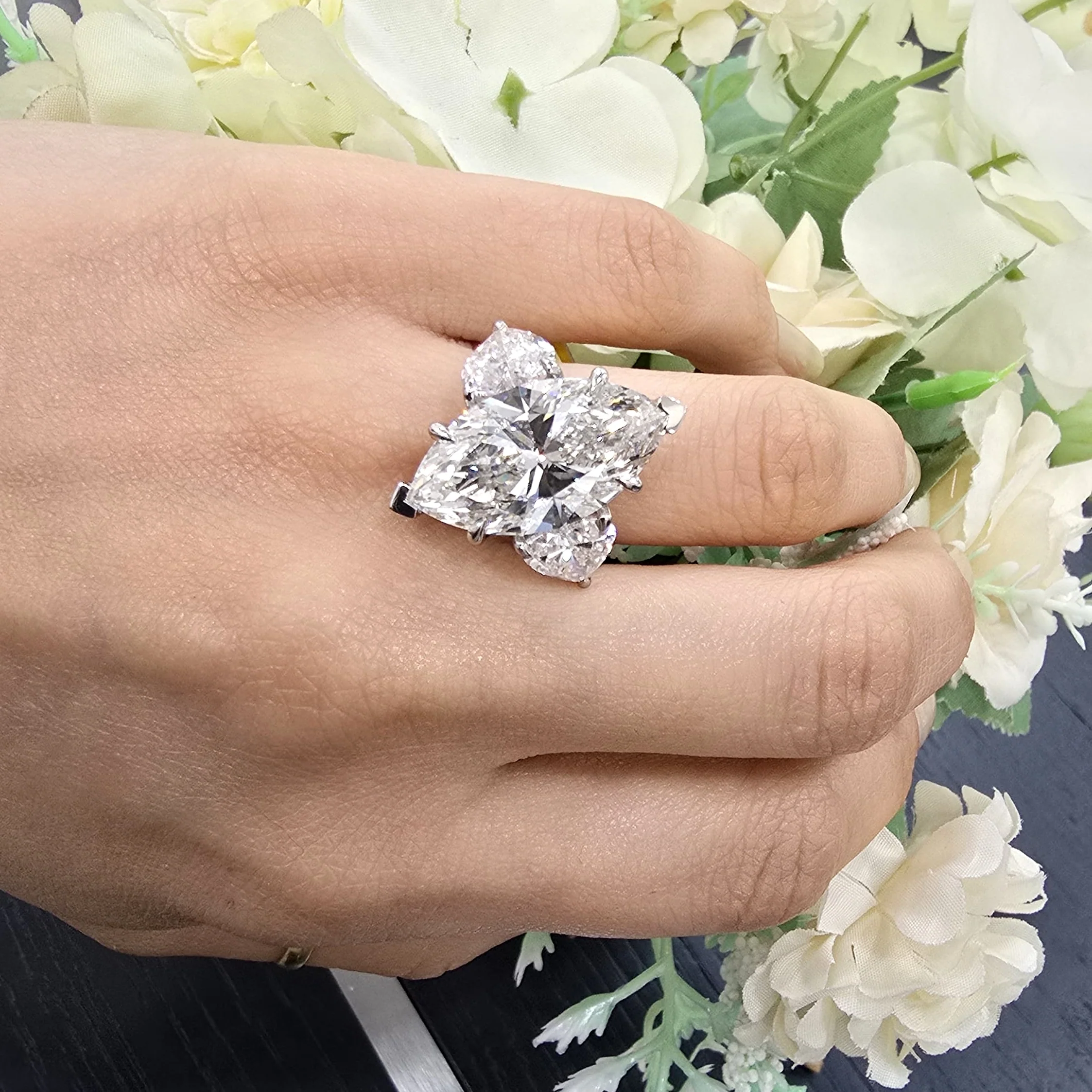 13.50CT IGI Certified Trilogy Ring with Marquise & Heart Lab Diamonds in Platinum - Image 7