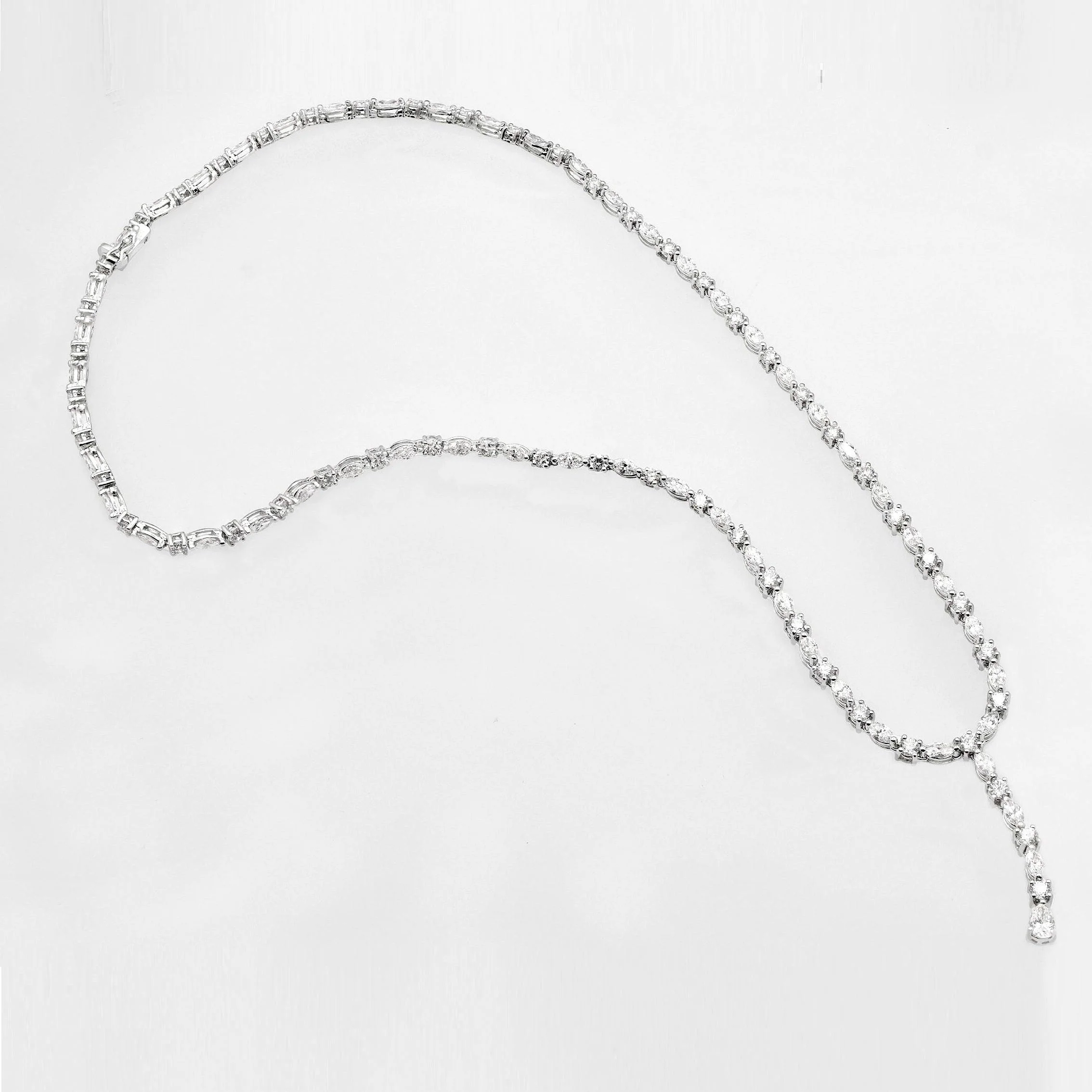 Top Quality D/VVS 10.00Ct Round & Marquise Diamond Tennis Necklace in White Gold 17inches - Image 3