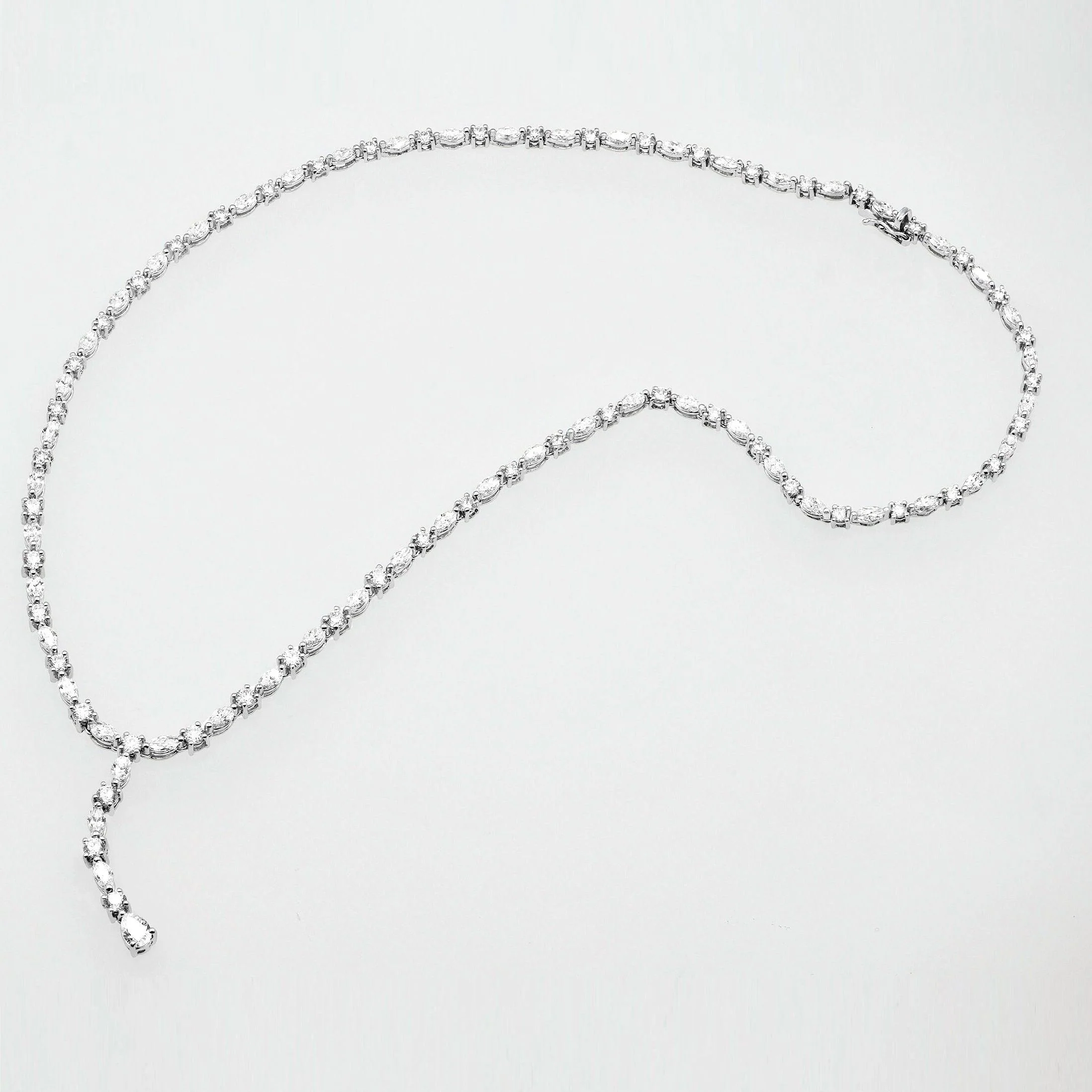Top Quality D/VVS 10.00Ct Round & Marquise Diamond Tennis Necklace in White Gold 17inches - Image 4