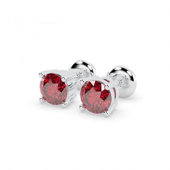 100% Natural 1.00 Ct Ruby Stud Earring , In Gold - Image 3