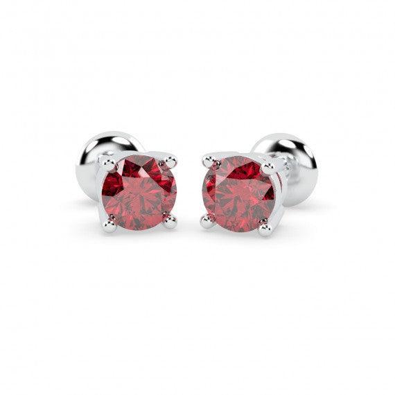 100% Natural 1.00 Ct Ruby Stud Earring , In Gold - Image 4