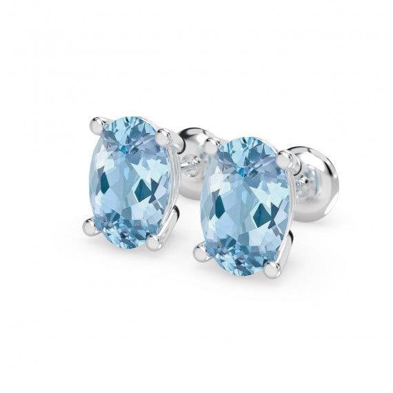 Natural 2.00 Ct Aquamarine Stud Earring in White Gold - Image 3