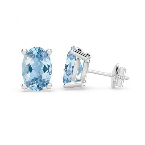 Natural 2.00 Ct Aquamarine Stud Earring in White Gold - Image 4