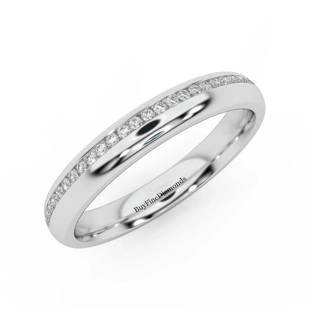 3MM Lab Round Diamond Wedding Band Ring For Her