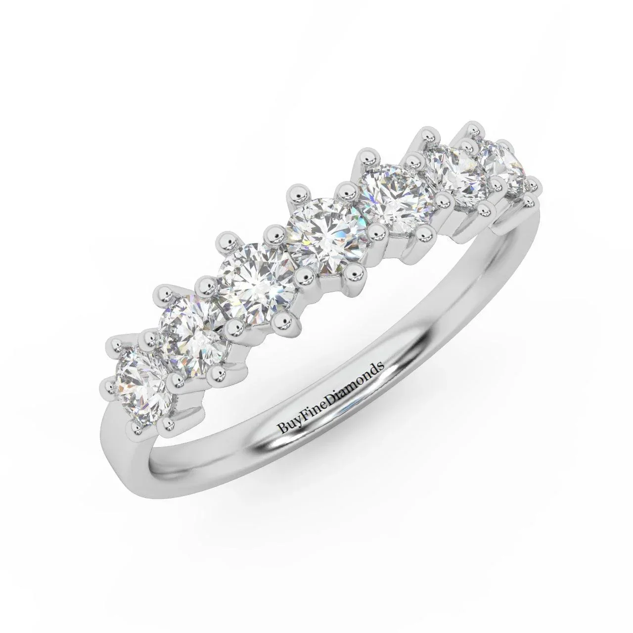 Natural 7 Round Diamond Women's Wedding Ring - 0.65 Carat