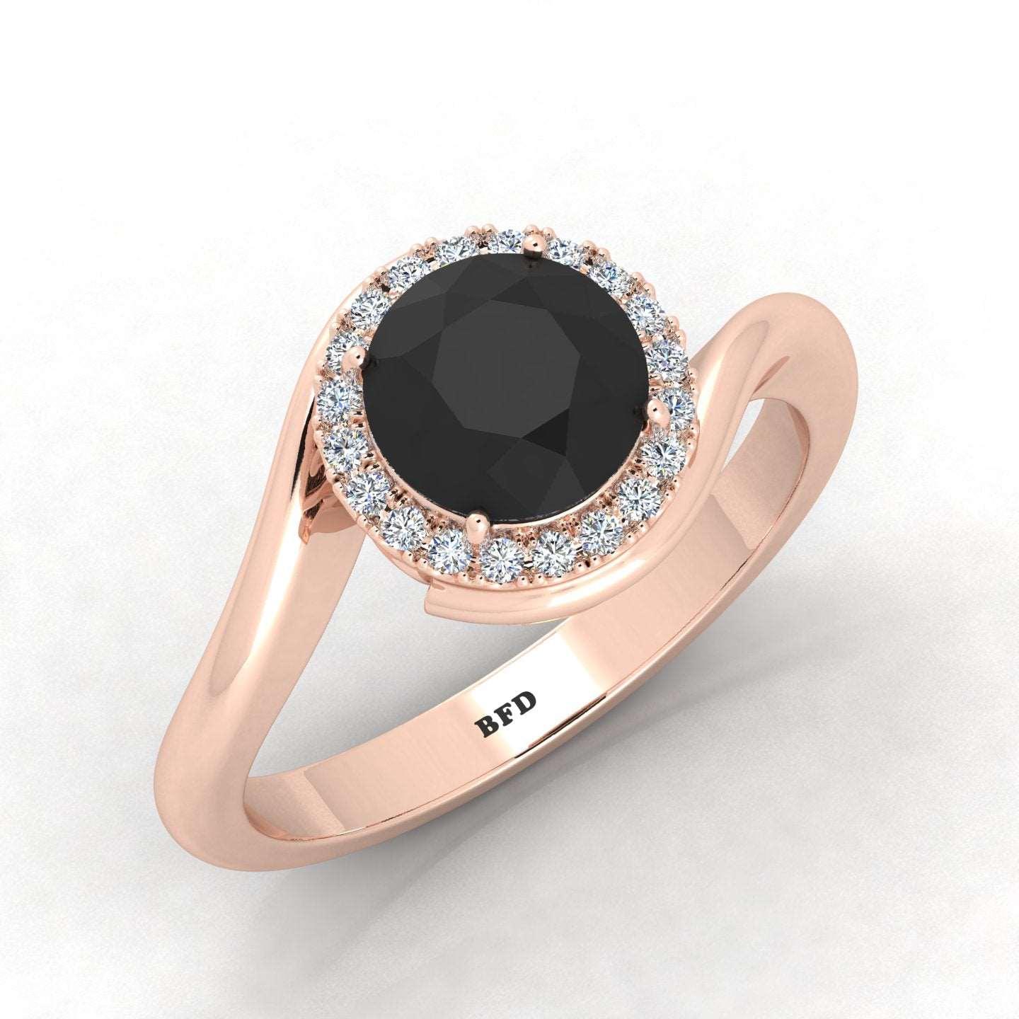 1.25 Carat Black Diamond Halo Engagement Ring For Her In Variant Metal - Image 3