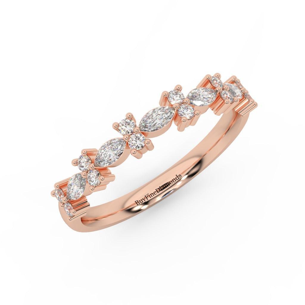Natural Marquise & Round Diamond Designer Wedding Ring For Women - 0.55 Carat - Image 4