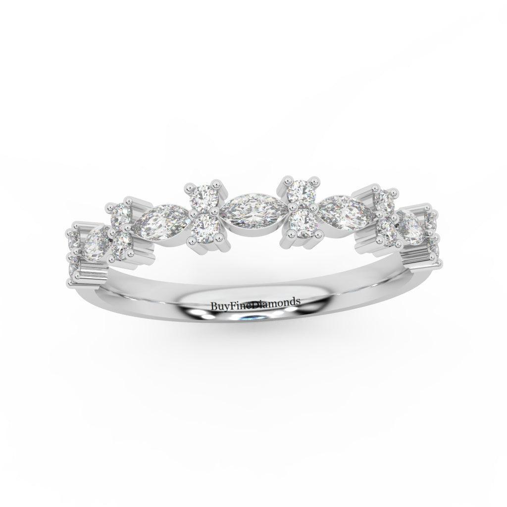 Natural Marquise & Round Diamond Designer Wedding Ring For Women - 0.55 Carat - Image 5